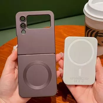 Для Samsung Galaxy Z Flip 4 3 Роскошный магнитный чехол с беспроводной зарядкой, матовый Magsafe, складной противоударный защитный чехол, аксессуары For Samsung Z Flip 3 кларет