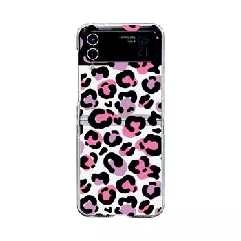 Для Samsung Galaxy Z Flip 4 3 чехол с леопардовым принтом, окрашенный, прозрачный, складной, противоударный, прозрачный жесткий чехол для ПК, аксессуары For Galaxy Z Flip 3 цветной печати леопарда