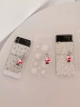 Для Samsung Galaxy Z Flip 4 3 чехол с рождественской росписью браслет прозрачный складной противоударный ПК твердая задняя крышка для Zflip4 Flip3 For Samsung Z Flip 4