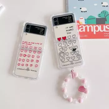 Для Samsung Galaxy Z Flip 4 3 чехол с рисунком сердца, прозрачный силиконовый браслет с рисунком, складной противоударный чехол, аксессуары for Galaxy Z Flip 4