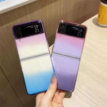 Для Samsung Galaxy Z Flip 4 3 5g Чехол градиентный цветной прозрачный ударопрочный защита от падений твердый чехол аксессуары For Samsung Z Flip 3