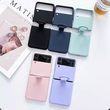 Для Samsung Galaxy Z Flip 4 3 Роскошный простой силиконовый чехол с пряжкой, складной противоударный защитный чехол, аксессуары For Samsung Z Flip 4 чёрный