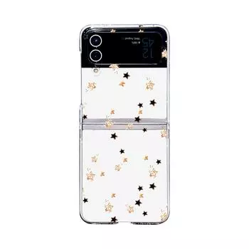 Для Samsung Galaxy Z Flip 4 3 чехол с блестящим рисунком звезд, прозрачный складной противоударный чехол, прозрачная жесткая задняя крышка, аксессуары For Galaxy Z Flip 3
