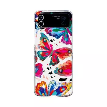 Для Samsung Galaxy Z Flip 4 3 чехол с акварельным рисунком бабочки, прозрачный складной противоударный чехол для ПК, аксессуары для жесткого чехла For Galaxy Z Flip 3
