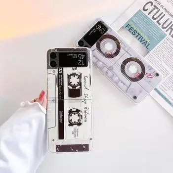 Для Samsung Galaxy Z Flip 4 3 Чехол Ретро Музыкальная Лента Окрашенная Прозрачная Противоударная Жесткая Задняя Крышка Для Samsung Zflip4 Flip3 Чехол For Samsung Z Flip 3