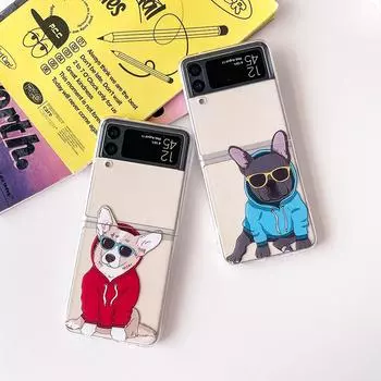 Для Samsung Galaxy Z Flip 4 3 чехол с рисунком собаки Прозрачная противоударная жесткая задняя крышка для Samsung Z Flip4 Zflip3 5g чехол For Samsung Z Flip 4