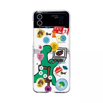 Для Samsung Galaxy Z Flip 4 3 чехол с милым рисунком динозавра, прозрачный складной противоударный прозрачный чехол для ПК, аксессуары For Galaxy Z Flip 4