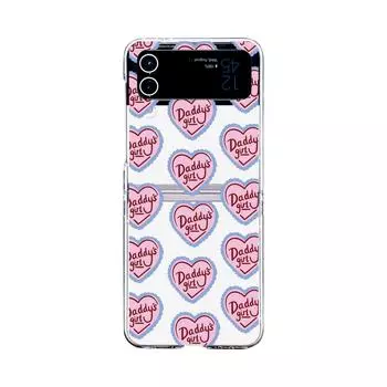 Для Samsung Galaxy Z Flip 4 3 чехол розовый узор любви окрашенный прозрачный складной ударопрочный прозрачный ПК жесткий задний чехол аксессуары For Galaxy Z Flip 3