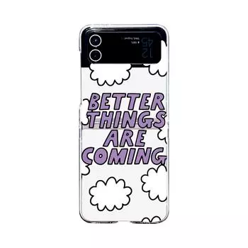 Для Samsung Galaxy Z Flip 4 3 Case Белые облака Английский узор Окрашенный прозрачный складной ударопрочный ПК Аксессуары с твердой обложкой For Galaxy Z Flip 3