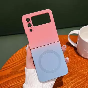 Для Samsung Galaxy Z Flip 4 3 Zflip4 Магнитный чехол с беспроводной зарядкой, градиентный мягкий силиконовый складной противоударный защитный чехол For Galaxy Z Flip 4