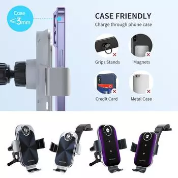 Для Samsung Galaxy Z Flip 4 3 2 1 Автомобильное беспроводное зарядное устройство держатель для телефона на вентиляционное отверстие крепление для телефона для Air Ch W1O4 hook 2-one-size