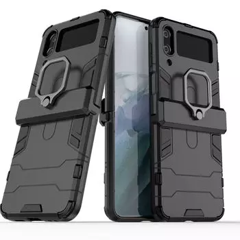 Для samsung Galaxy Z Flip 4 5g чехол противоударный Броня автомобильное кольцо магнитные чехлы для телефонов для Galaxy Zflip4 подставка-держатель задняя крышка For Galaxy Z FLIP 4 чёрный