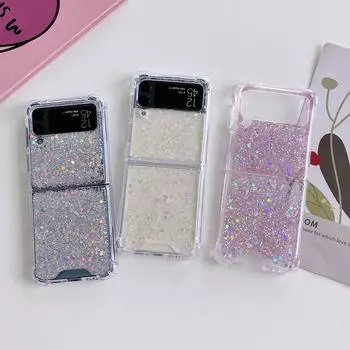 Для Samsung Galaxy Z Flip 4 Case 3 Fantasy Sequin Прозрачный складной чехол для Samsung Z Flip 3 Flip4 Противоударная жесткая задняя крышка Samsung Z Flip 1