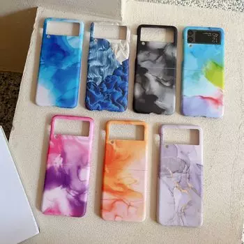 Для Samsung Galaxy Z Flip 4 Чехол 3 Складные чехлы с эффектом размазывания чернил Для Samsung Z Flip 3 Ударопрочный жесткий чехол Аксессуары Galaxy Z Flip 3