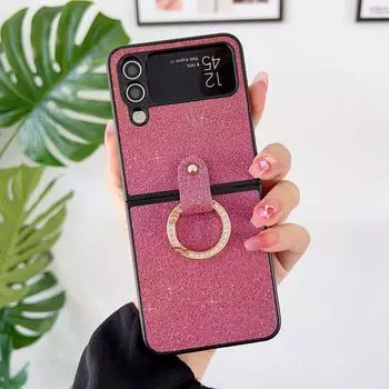 Для Samsung Galaxy Z Flip 4 чехол Z Flip 3 5g Роскошный блестящий кольцевой кронштейн противоударный жесткий защитный чехол для ПК аксессуары For Galaxy Z Flip 4 белый