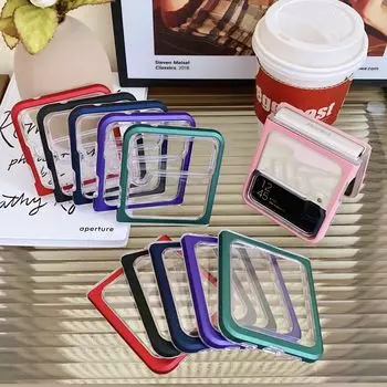 Для Samsung Galaxy Z Flip 4 чехол с цветной рамкой, прозрачная жесткая задняя крышка для Samsung Z Flip 3 5g Zflip4, противоударный складной чехол Samsung Z Flip 3 чёрный