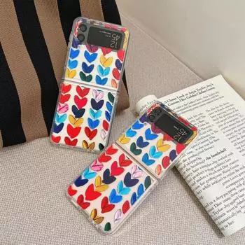 Для Samsung Galaxy Z Flip 4 Чехол 3 Картина маслом Любовь Прозрачный складной чехол для Samsung Z Flip 3 5g Противоударная жесткая задняя крышка Galaxy Z Flip 4