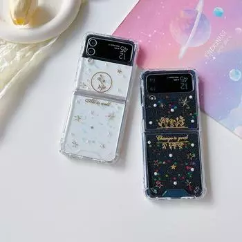 Для Samsung Galaxy Z Flip 4 Zflip 3 Чехол Dream Sequin Star Прозрачный складной противоударный защитный жесткий чехол на заднюю панель, аксессуары For Galaxy Z Flip 3