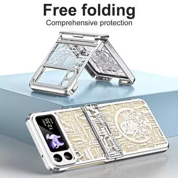 Для Samsung Galaxy Z Flip 5 4 3 чехол роскошный прозрачный гальванический складной шарнир противоударный защитный жесткий чехол аксессуары for Galaxy Z Flip 5