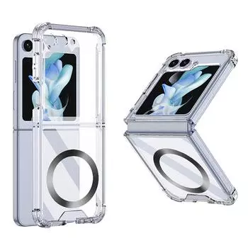 Для Samsung Galaxy Z Flip 5 4 3 чехол прозрачный цветной силиконовый четырехугольный противоударный магнитный беспроводной зарядный чехол-накладка for Galaxy Z Flip 5