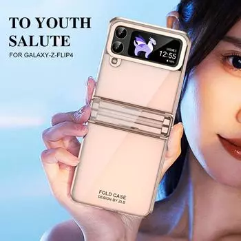 Для Samsung Galaxy Z Flip 5 4 3 чехол цветной прозрачный гальваника со складным шарниром противоударный защитный жесткий чехол for Galaxy Z Flip 3