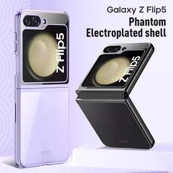 Для Samsung Galaxy Z Flip 5 4 3 Роскошный гальванический прозрачный цветной складной противоударный защитный чехол Прозрачный жесткий чехол for Galaxy Z Flip 5
