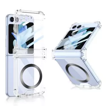 Для Samsung Galaxy Z Flip 5 чехол прозрачный цветной силиконовый складной шарнир магнитная беспроводная зарядка ударопрочный задняя крышка for Galaxy Z Flip 5