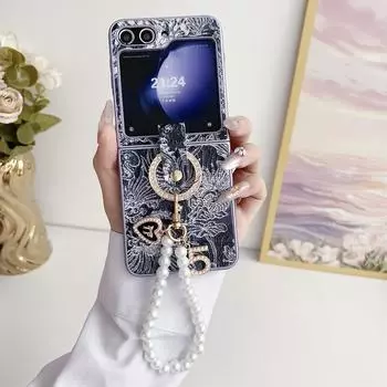 Для Samsung Galaxy Z Flip 6 5 4 3 чехол красочный кожаный кронштейн с рисунком в китайском стиле с браслетом противоударная задняя крышка for Galaxy Z Flip 3&case with bracelet