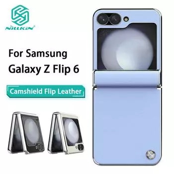 для Samsung Galaxy Z Flip 6 5G чехол Nillkin Luxury Flip текстурированный кожаный чехол ультратонкий мягкий на ощупь элегантный чехол-подставка Samsung Z Flip 6 5G чёрный