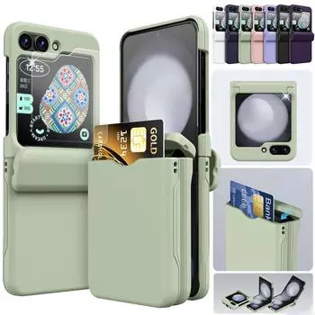 Для Samsung Galaxy Z Flip 6 держатель для карт защитный экран и шарнирный жесткий чехол белый