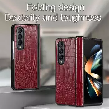 Для Samsung Galaxy Z Fold4 5g Противоскользящий чехол для телефона из крокодиловой кожи для Samsung Z Fold4 Fold3 Fold 3 Zfold4 Защитный чехол for Samsung Z Fold 3 синий