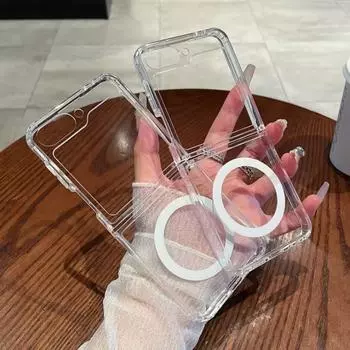 Для Samsung Galaxy Z Fold6 Fold5 Fold4 Fold3 Flip6 Flip5 Flip4 Flip3 Flip Fold 6 5 4 3 Прозрачный магнитный жесткий противоударный чехол для телефона из поликарбоната Samsung Z Fold 6