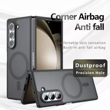 Для Samsung Galaxy Z Fold6 Fold 6 5 Fold5 матовый противоударный магнитный чехол TPU с защитой от отпечатков пальцев, устойчивый к падениям, не желтеющий чехол-накладка Z Fold5 прозрачный черный