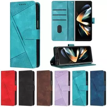 Для Samsung Galaxy Z Fold 3 4 5 6 бумажник флип чехол кожаный роскошный чехол слот для карт Z Fold3 зелёный