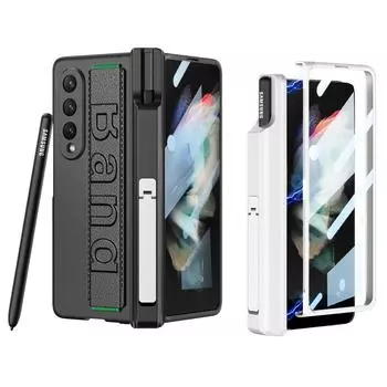 Для Samsung Galaxy Z Fold 3 Чехол Fold3 Матовый браслет Магнитный шарнир Держатель для ручки Подставка Ударопрочный Жесткий чехол Аксессуары for Galaxy Z Fold 3&case only (no pen)