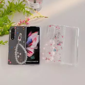 Для Samsung Galaxy Z Fold 4 3 чехол с разноцветными цветами, браслет с росписью, прозрачная противоударная жесткая задняя крышка для Z Fold4 Fold3 For Samsung Z Fold 3