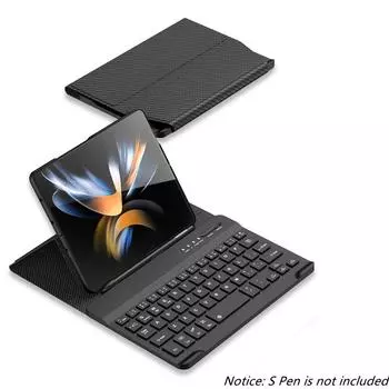 Для Samsung Galaxy Z Fold 4 3 2 5g Чехол для беспроводной клавиатуры Простая кожаная откидная крышка-подставка со слотом для S Pen (Нет ручки ) NO S Pen