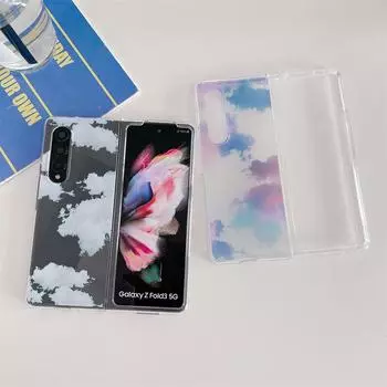Для Samsung Galaxy Z Fold 4 3 чехол Planet Cloud окрашенный прозрачный складной противоударный жесткий чехол для ПК для Z Fold4 Fold3 чехол For Samsung Z Fold 4