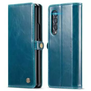 Для Samsung Galaxy Z Fold 4 5g Fold 3 Ретро кошелек кожаный чехол, Caseme Роскошный магнитный держатель для карт Чехол-кошелек для Galaxy Fold 3 for Galaxy Z Fold 4 синий