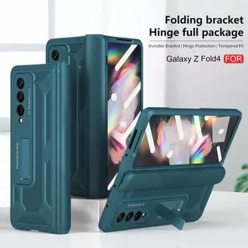 Для Samsung Galaxy Z Fold 4 Чехол Fold3 Fold4 5g Шарнирный чехол для телефона с полным покрытием и кронштейном из закаленного стекла для защиты от падения For Galaxy Z Fold 3