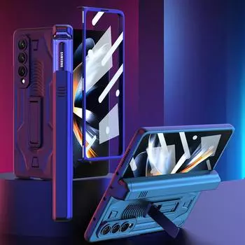 Для Samsung Galaxy Z Fold 4 чехол с магнитной защитой на петлях, полная защита, подставка, чехол для ручки, передняя крышка из закаленного стекла For Galaxy Z Fold 4