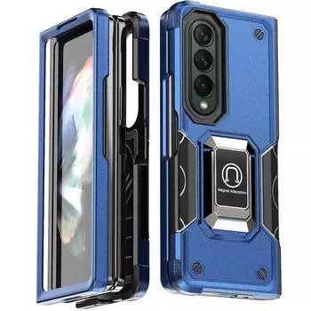 Для Samsung Galaxy Z Fold 4 противоударный чехол-бампер из ТПУ с кольцом-подставкой Coque Fundas Защитный чехол для Galaxy Z Fold 4 For Galaxy Z Fold 4 чёрный