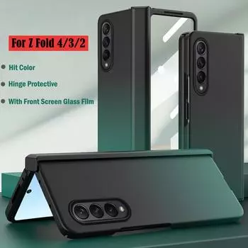 Для Samsung Galaxy Z Fold 4 шарнирный чехол для Samsung Z Fold 2 3 4 5g шарнирный чехол полный защитный чехол со стеклянной пленкой на переднем экране Case With Front Film светло-зеленый