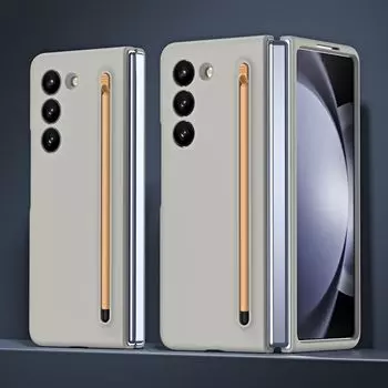 Для Samsung Galaxy Z Fold 5 4 3 матовый приятный для кожи цветной чехол с закаленной пленкой и сенсорной ручкой, складной противоударный жесткий чехол Galaxy Z Fold 5 темно-серого