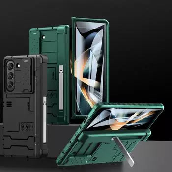 Для Samsung Galaxy Z Fold 5 чехол противоударный бронированный складной шарнирный кронштейн с закаленной пленкой прочный жесткий чехол аксессуары for Galaxy Z Fold 5&case only(no pen)