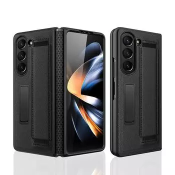 Для Samsung Galaxy Z Fold 5 чехол ремешок на запястье кронштейн кожаный ремешок шарнир с закаленной пленкой складной противоударный чехол аксессуары for Galaxy Z Fold 5&case only(no pen)