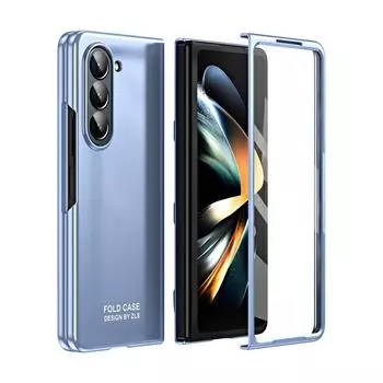 Для Samsung Galaxy Z Fold 5 Чехол Пленка Встроенная гальваника Гладкая складная петля Противоударный жесткий чехол с гнездом для ручки for Galaxy Z Fold 5