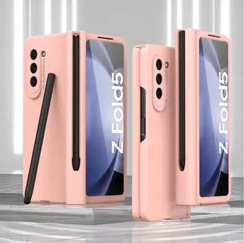 Для Samsung Galaxy Z Fold 6 5 чехол Hinge Fold 4 3 с держателем S Pen Magnetic Armor противоударный матовый 360 полный защитный чехол For Galaxy Z Fold 5 чёрный