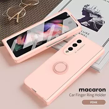 Для Samsung Galaxy Z Fold 6 5 чехол шарнирная броня магнитная складная 4 3 2 автомобильный держатель с кольцом на палец 360 полная защитная крышка противоударный For Galaxy Z Fold 6 чистый