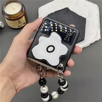 Для Samsung Galaxy Zflip3 5g Conque матовый жесткий корпус портативный жемчужный цветок Zflip 4 женский рукав для Galaxy Z флип с держателем For ZFLIP3 (5G)